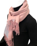 Wrapables Soft Cashmere Feeling Scarf, Large Two-Tone Winter Scarf Wrap Shawl, Pink/Light Gray