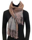 Wrapables Soft Cashmere Feeling Scarf, Large Two-Tone Winter Scarf Wrap Shawl, Chocolate / Charcoal Gray