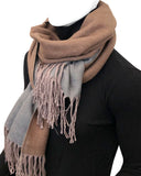 Wrapables Soft Cashmere Feeling Scarf, Large Two-Tone Winter Scarf Wrap Shawl, Chocolate / Charcoal Gray