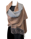 Wrapables Soft Cashmere Feeling Scarf, Large Two-Tone Winter Scarf Wrap Shawl, Chocolate / Charcoal Gray