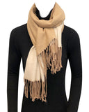 Wrapables Soft Cashmere Feeling Scarf, Large Two-Tone Winter Scarf Wrap Shawl, Camel / Beige