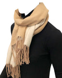 Wrapables Soft Cashmere Feeling Scarf, Large Two-Tone Winter Scarf Wrap Shawl, Camel / Beige