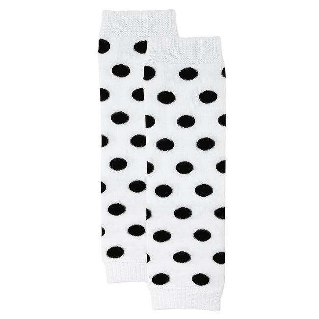 Wrapables Playful Patterns Baby & Toddler Leg Warmers, Black and White Polka Dots