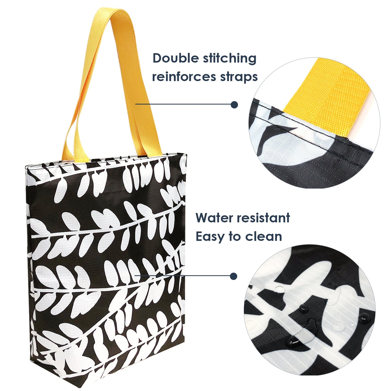 Wrapables Stylish Compact Folding Ripstop Polyester Tote Bag, Shoulder Bag, Travel Bag, Shopping Bag, Midnight Floral