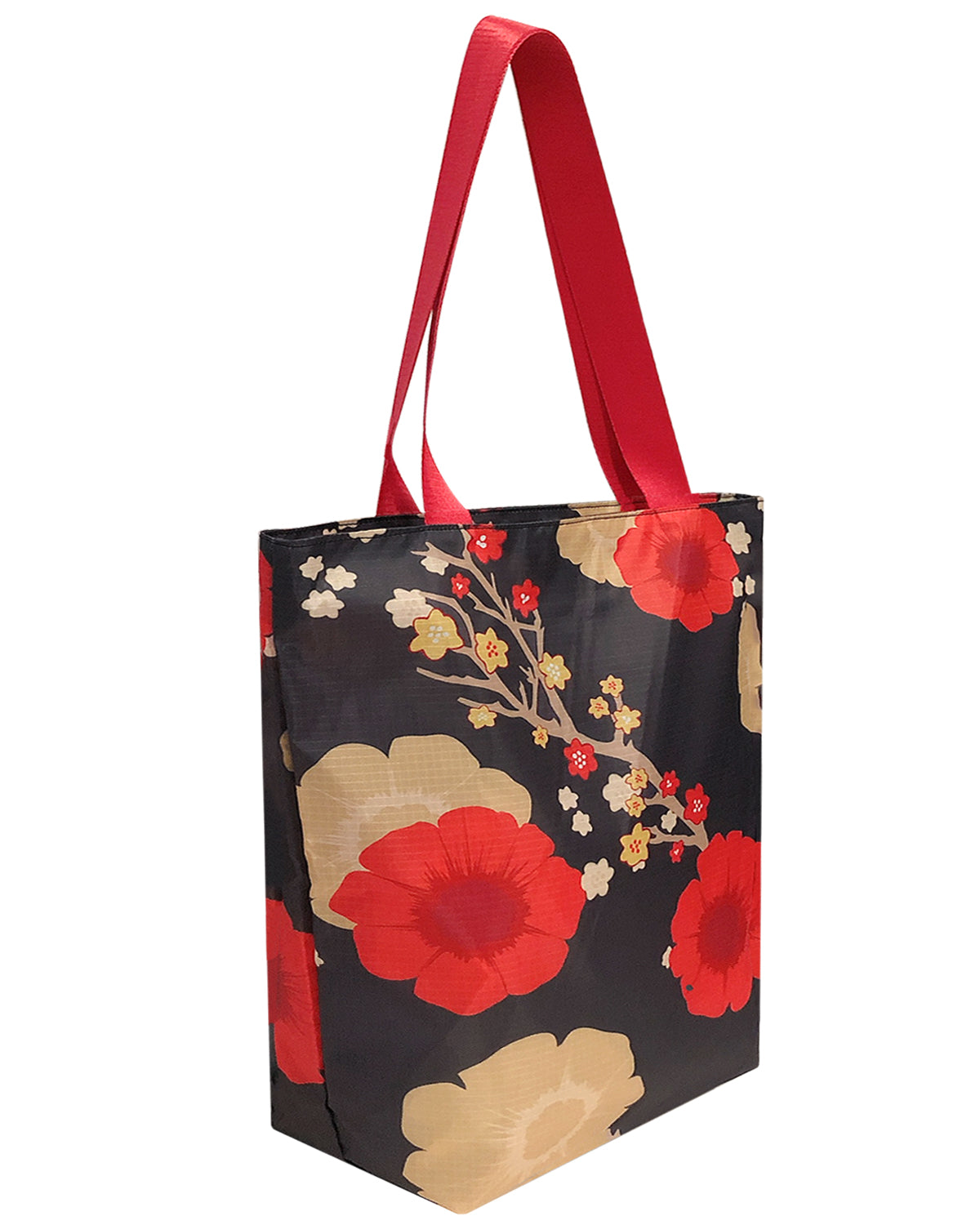 Wrapables Stylish Compact Folding Ripstop Polyester Tote Bag, Shoulder Bag, Travel Bag, Shopping Bag, Midnight Floral