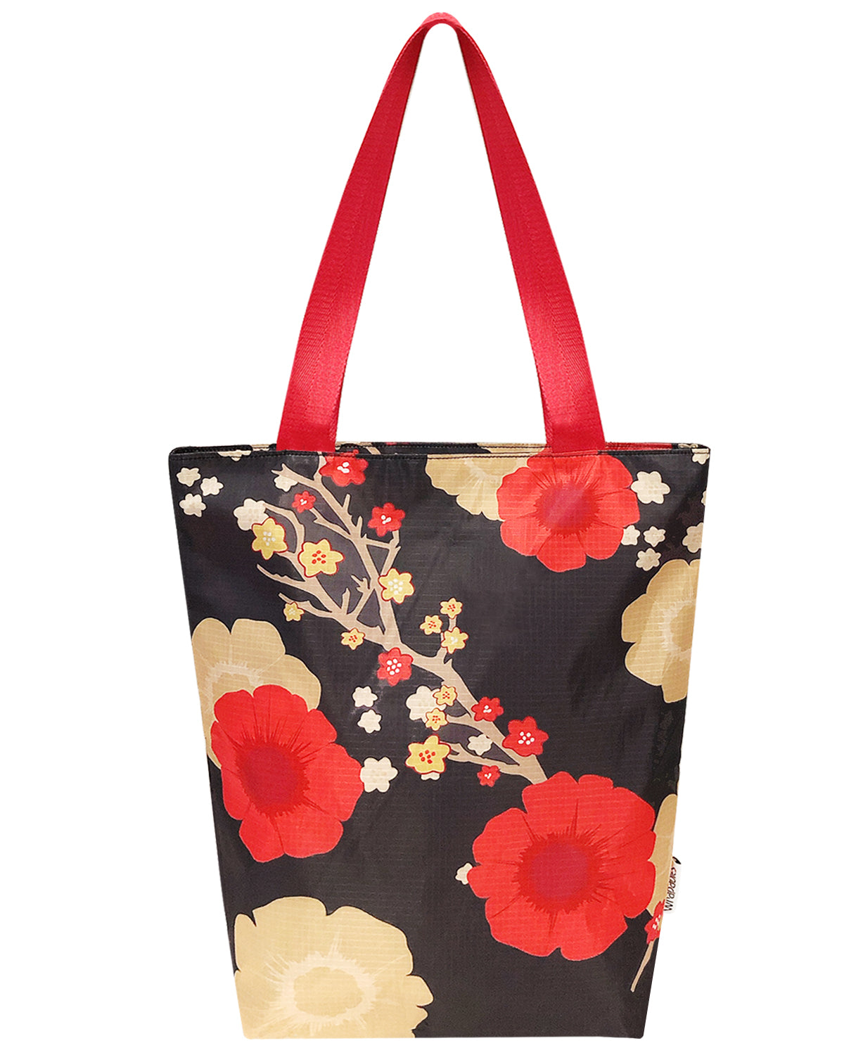 Wrapables Stylish Compact Folding Ripstop Polyester Tote Bag, Shoulder Bag, Travel Bag, Shopping Bag, Midnight Floral