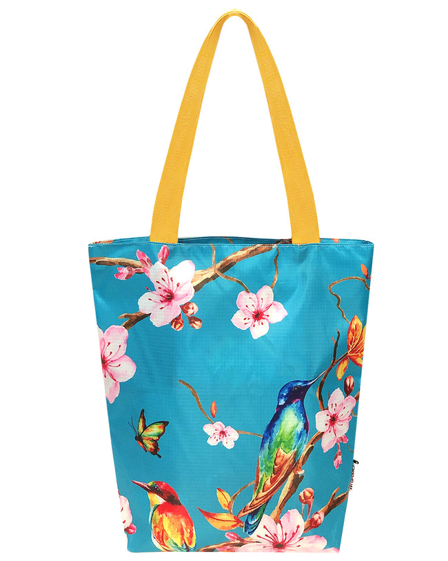 Wrapables Stylish Compact Folding Ripstop Polyester Tote Bag, Shoulder Bag, Travel Bag, Shopping Bag, Cherry Blossoms