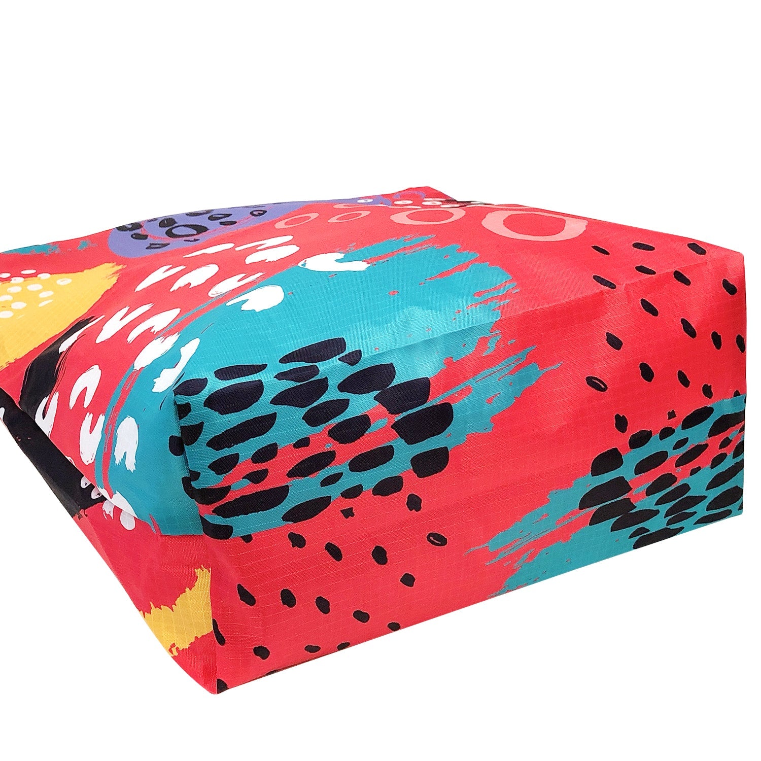 Wrapables Stylish Compact Folding Ripstop Polyester Tote Bag, Shoulder Bag, Travel Bag, Shopping Bag, Bright Retro