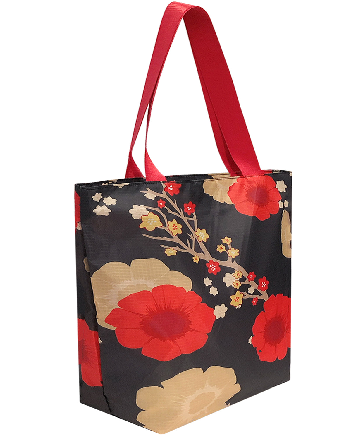 Wrapables Stylish Compact Folding Ripstop Polyester Tote Bag, Shoulder Bag, Travel Bag, Shopping Bag, Midnight Floral