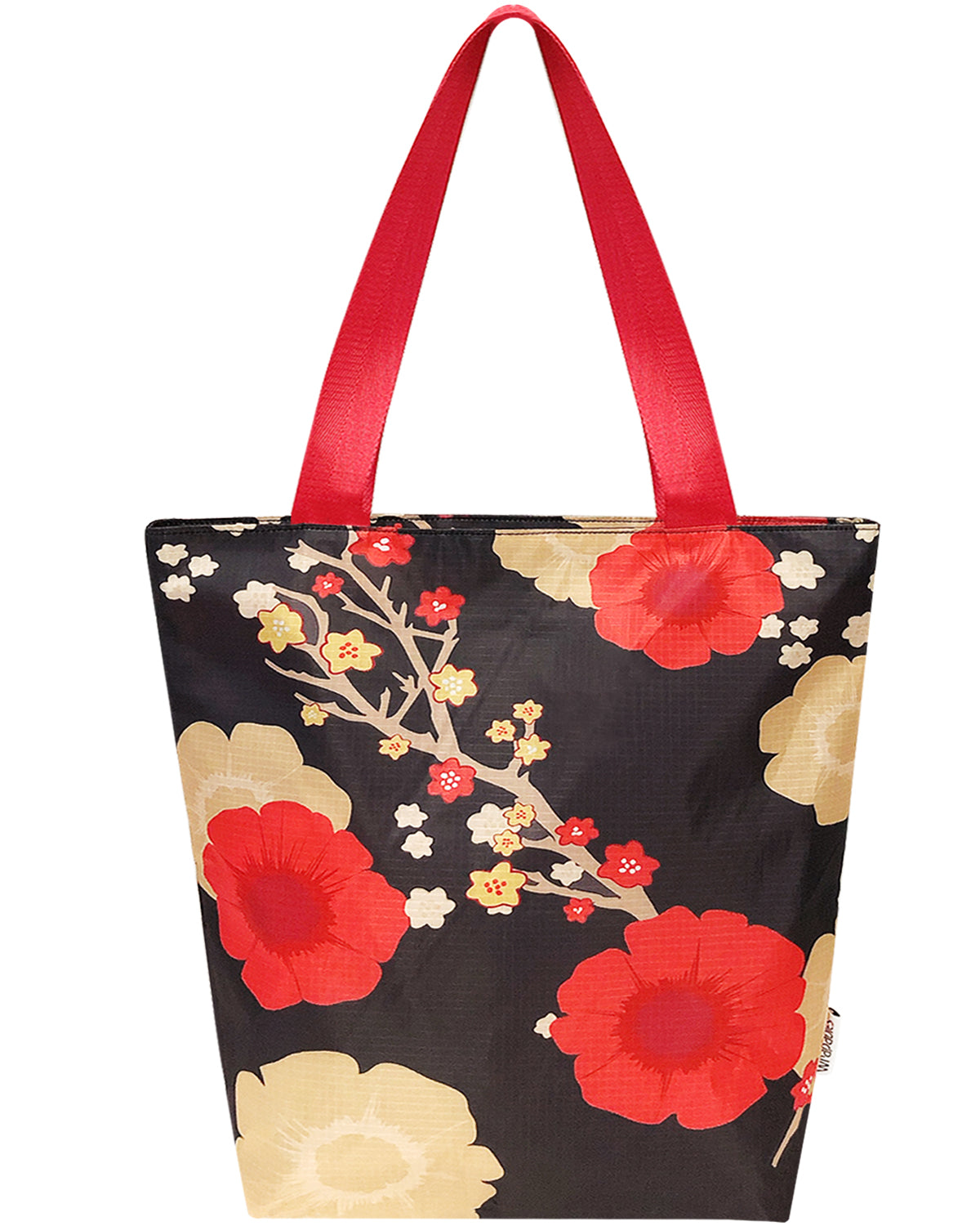 Wrapables Stylish Compact Folding Ripstop Polyester Tote Bag, Shoulder Bag, Travel Bag, Shopping Bag, Midnight Floral