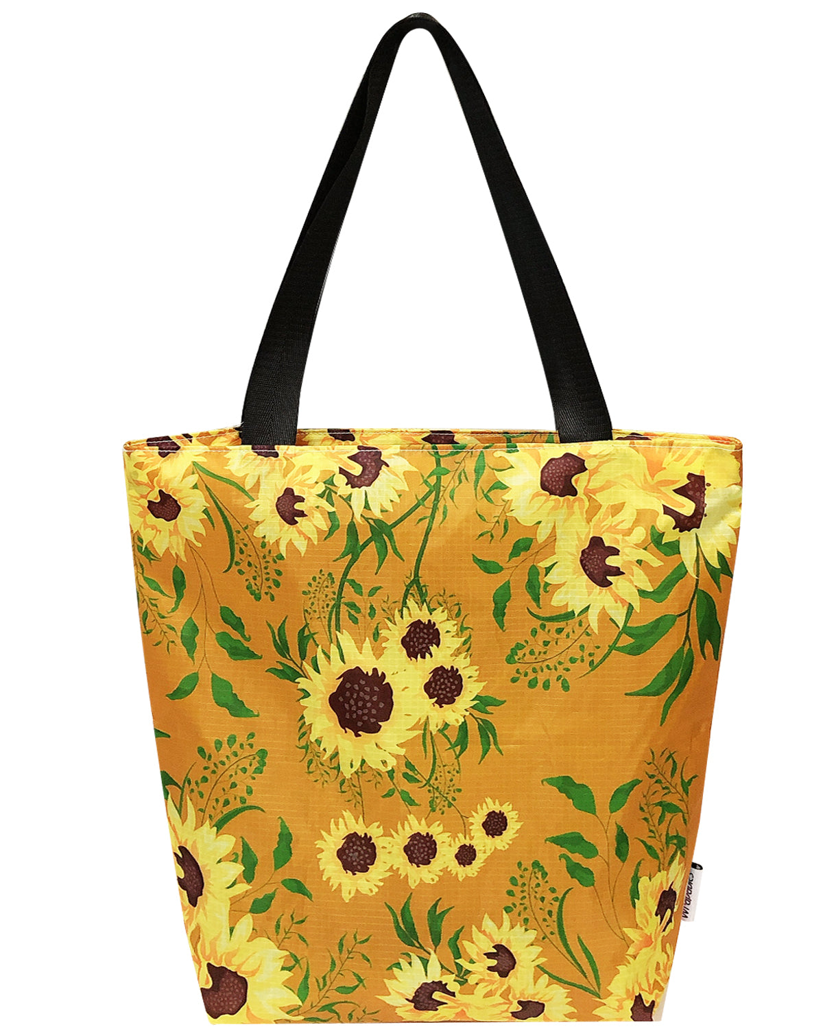 Wrapables Stylish Compact Folding Ripstop Polyester Tote Bag, Shoulder Bag, Travel Bag, Shopping Bag, Sunflowers Harvest
