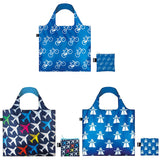 LOQI Airport Travel Reusable Shopping Bags (Set of 3), Airplane, Bicycle, Autobahn