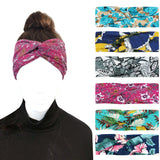 Wrapables Boho Vintage Floral Elastic Headbands for Sports, Yoga, Workouts, Facials (Set of 6), (Knotted) Vintage