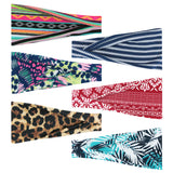 Wrapables Boho Vintage Floral Elastic Headbands for Sports, Yoga, Workouts, Facials (Set of 6), Safari Fun