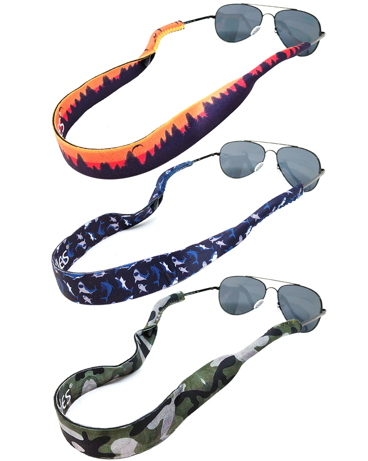 Wrapables Adjustable Eyewear Retainer, Sunglass Strap with Neoprene Floating Material for Sports and Outdoors (Set of 3), Outdoors