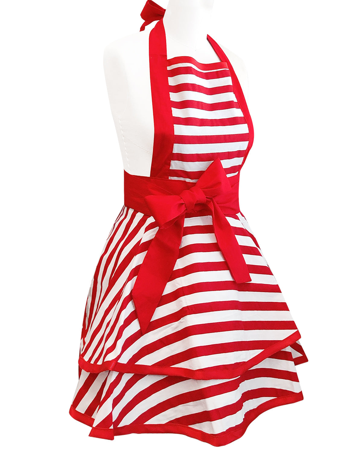 Wrapables Classic Vintage Christmas Holiday Apron,  Stylish Cooking Apron,  Red Stripe