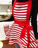 Wrapables Classic Vintage Christmas Holiday Apron,  Stylish Cooking Apron,  Red Stripe