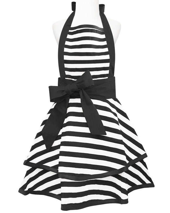 Wrapables Classic Vintage Apron,  Stylish Cooking Apron,  Black Stripe