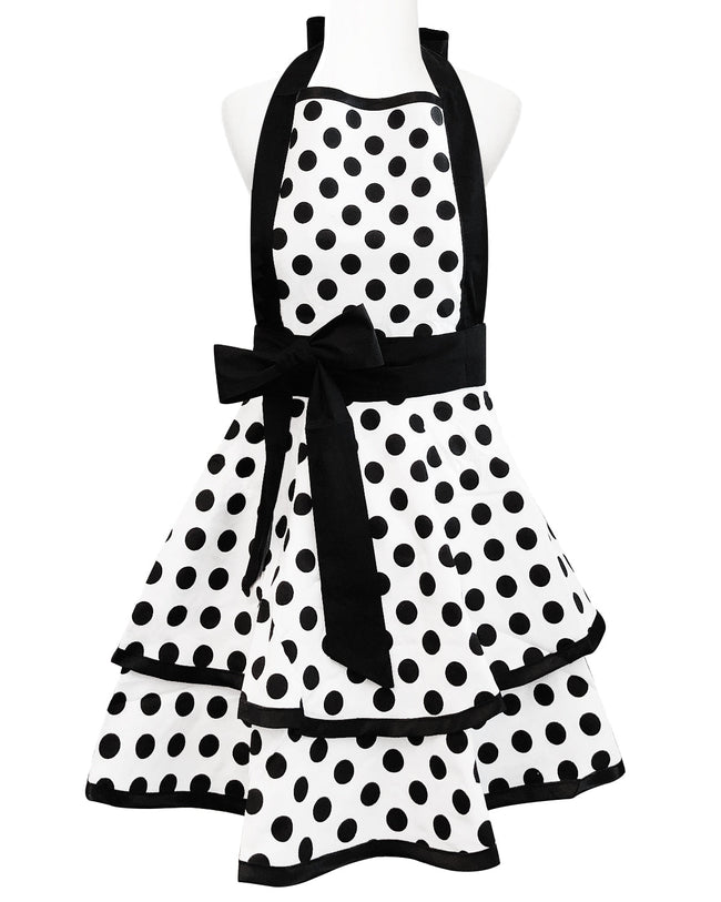 Wrapables Classic Vintage Apron,  Stylish Cooking Apron,  Black Dot