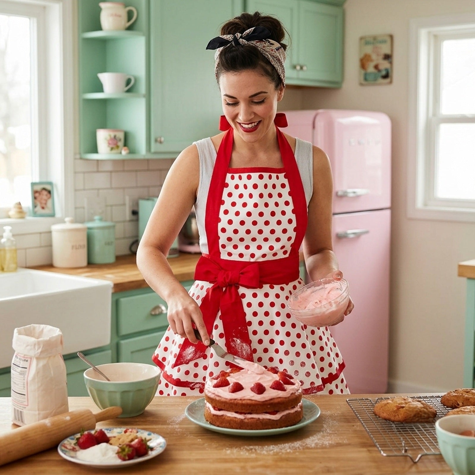 Wrapables Classic Vintage Apron, Stylish Cooking Apron