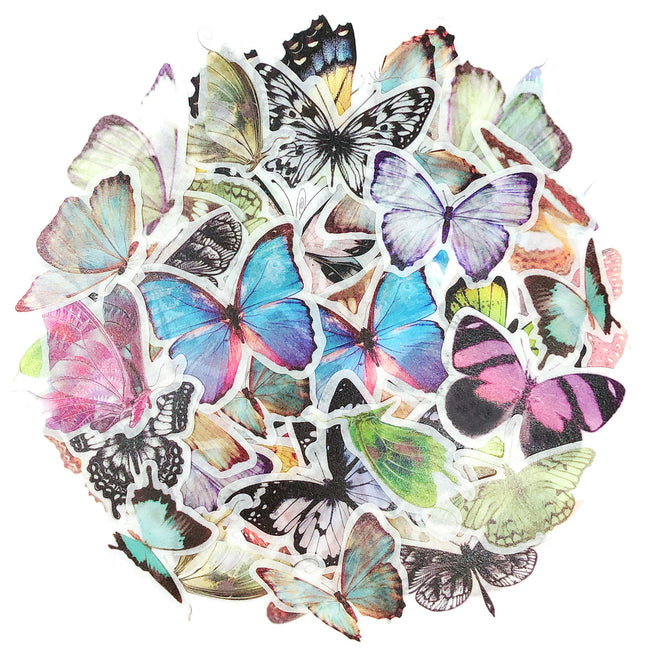 Wrapables Decorative Scrapbooking Washi Stickers, DIY Crafts for Stationery, Diary, Card Making (60 pcs), Butterflies