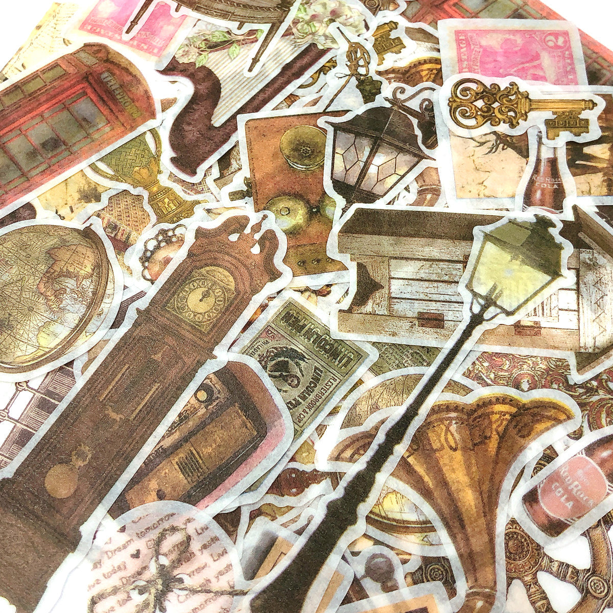 Wrapables Decorative Scrapbooking Washi Stickers, DIY Crafts for Stationery, Diary, Card Making (60 pcs), Vintage