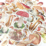 Wrapables Decorative Scrapbooking Washi Stickers, DIY Crafts for Stationery, Diary, Card Making (60 pcs), Mushrooms