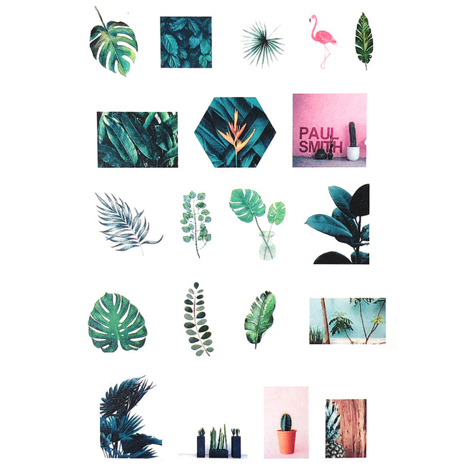 Wrapables Decorative Scrapbooking Washi Stickers, DIY Crafts for Stationery, Diary, Card Making (60 pcs), Fern Leaves