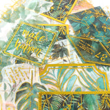 Wrapables Decorative Scrapbooking Washi Stickers, DIY Crafts for Stationery, Diary, Card Making (60 pcs), Green & Gold