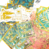Wrapables Decorative Scrapbooking Washi Stickers, DIY Crafts for Stationery, Diary, Card Making (60 pcs), Green & Gold