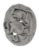 Wrapables Winter Warm Chunky Cable Knit Infinity Scarf and Beanie Set, Light Gray