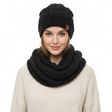 Wrapables Winter Warm Chunky Cable Knit Infinity Scarf and Beanie Set