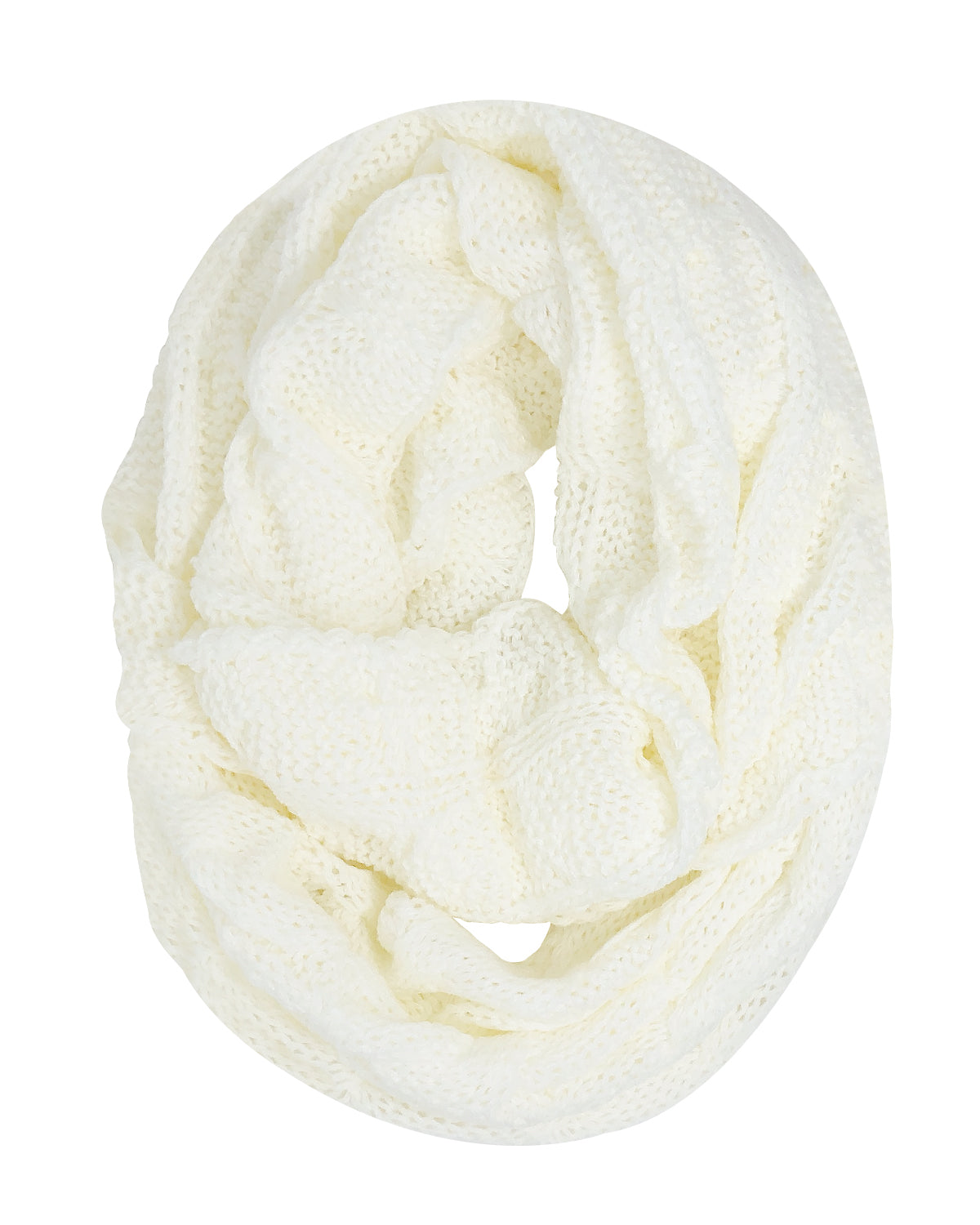 Wrapables Winter Warm Chunky Cable Knit Infinity Scarf and Beanie Set, White