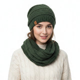 Wrapables Winter Warm Chunky Cable Knit Infinity Scarf and Beanie Set