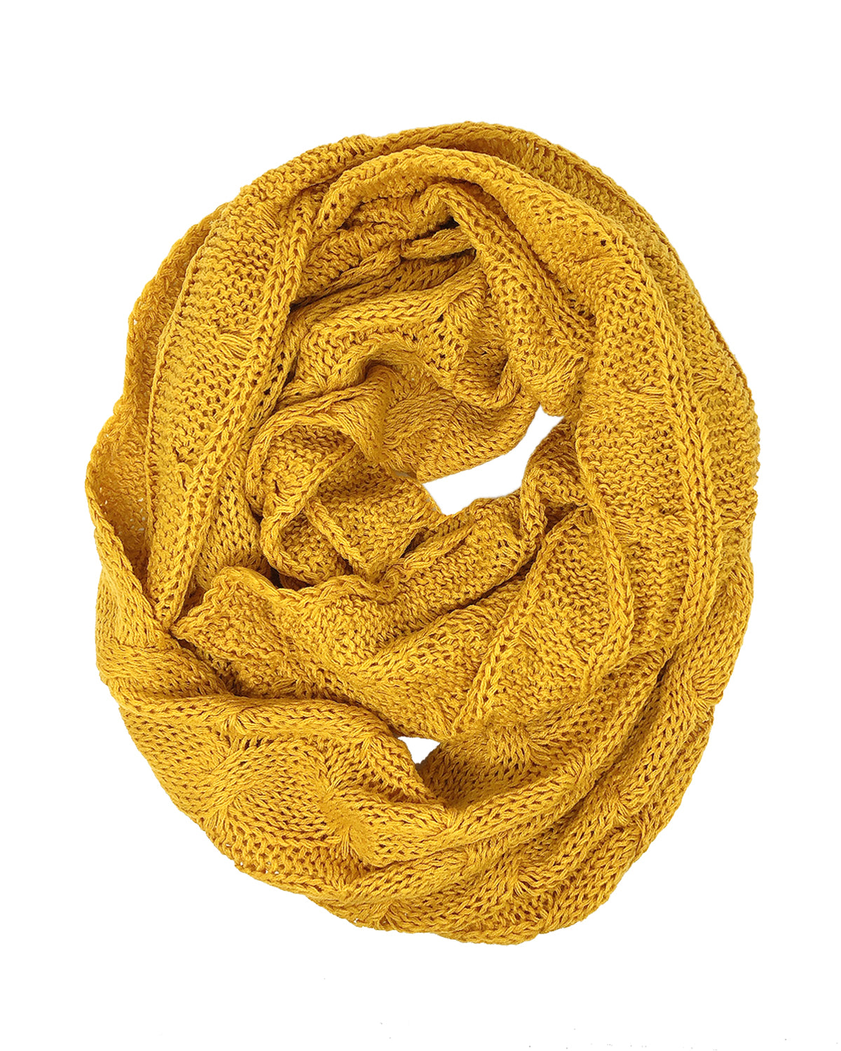 Wrapables Winter Warm Chunky Cable Knit Infinity Scarf and Beanie Set, Yellow