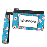 Wrapables Neoprene Mini Wristlet Wallet / Credit Card ID Holder with Lanyard, Bird & Cherry Blossom