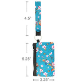 Wrapables Neoprene Mini Wristlet Wallet / Credit Card ID Holder with Lanyard, Bird & Cherry Blossom