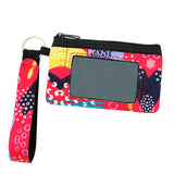 Wrapables Neoprene Mini Wristlet Wallet / Credit Card ID Holder with Lanyard, Abstract Bright