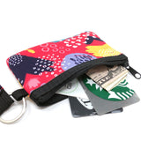 Wrapables Neoprene Mini Wristlet Wallet / Credit Card ID Holder with Lanyard, Abstract Bright