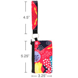 Wrapables Neoprene Mini Wristlet Wallet / Credit Card ID Holder with Lanyard, Abstract Bright