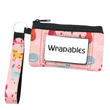 Wrapables Neoprene Mini Wristlet Wallet / Credit Card ID Holder with Lanyard, Pink Kitties