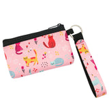 Wrapables Neoprene Mini Wristlet Wallet / Credit Card ID Holder with Lanyard, Pink Kitties