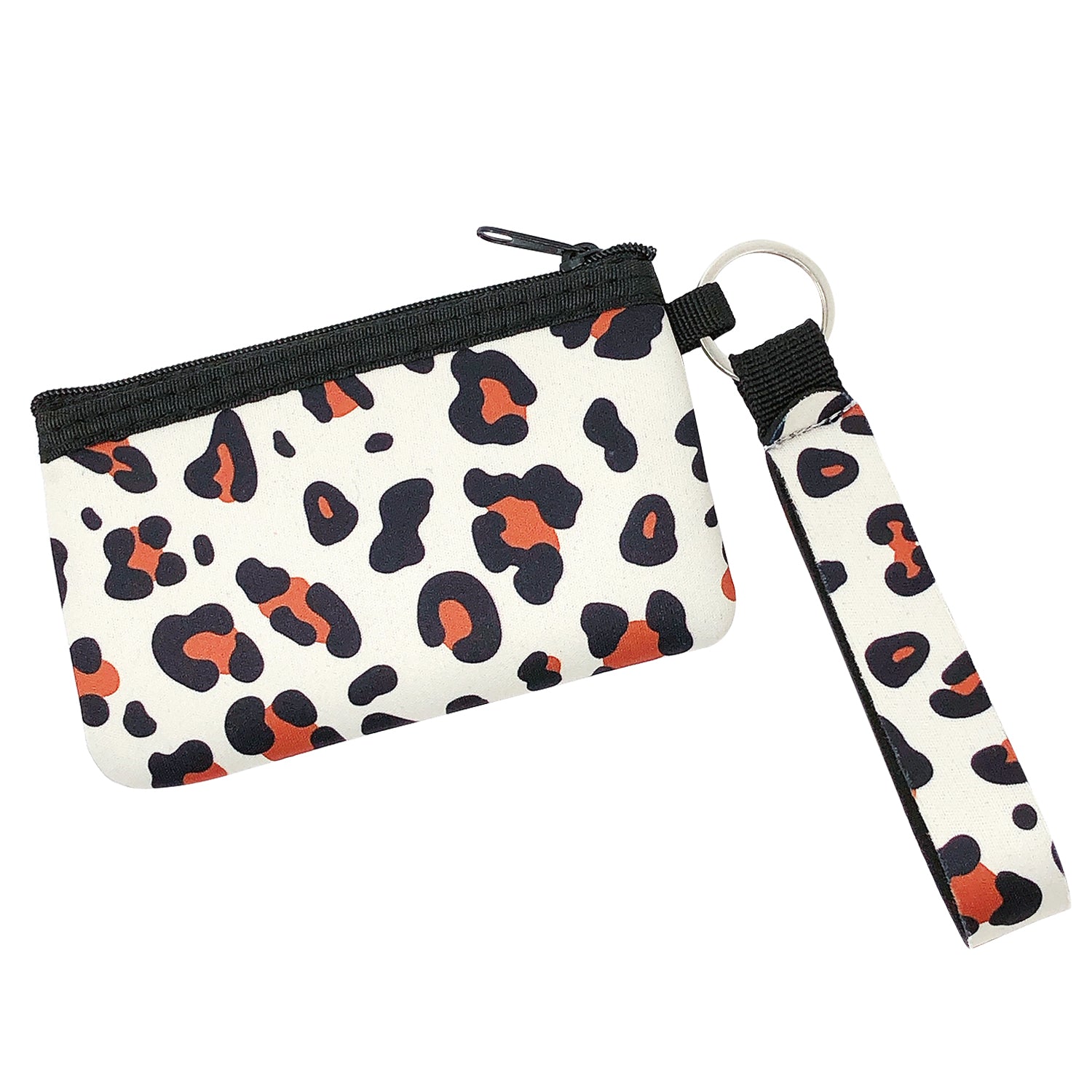 Wrapables Neoprene Mini Wristlet Wallet / Credit Card ID Holder with Lanyard, Leopard