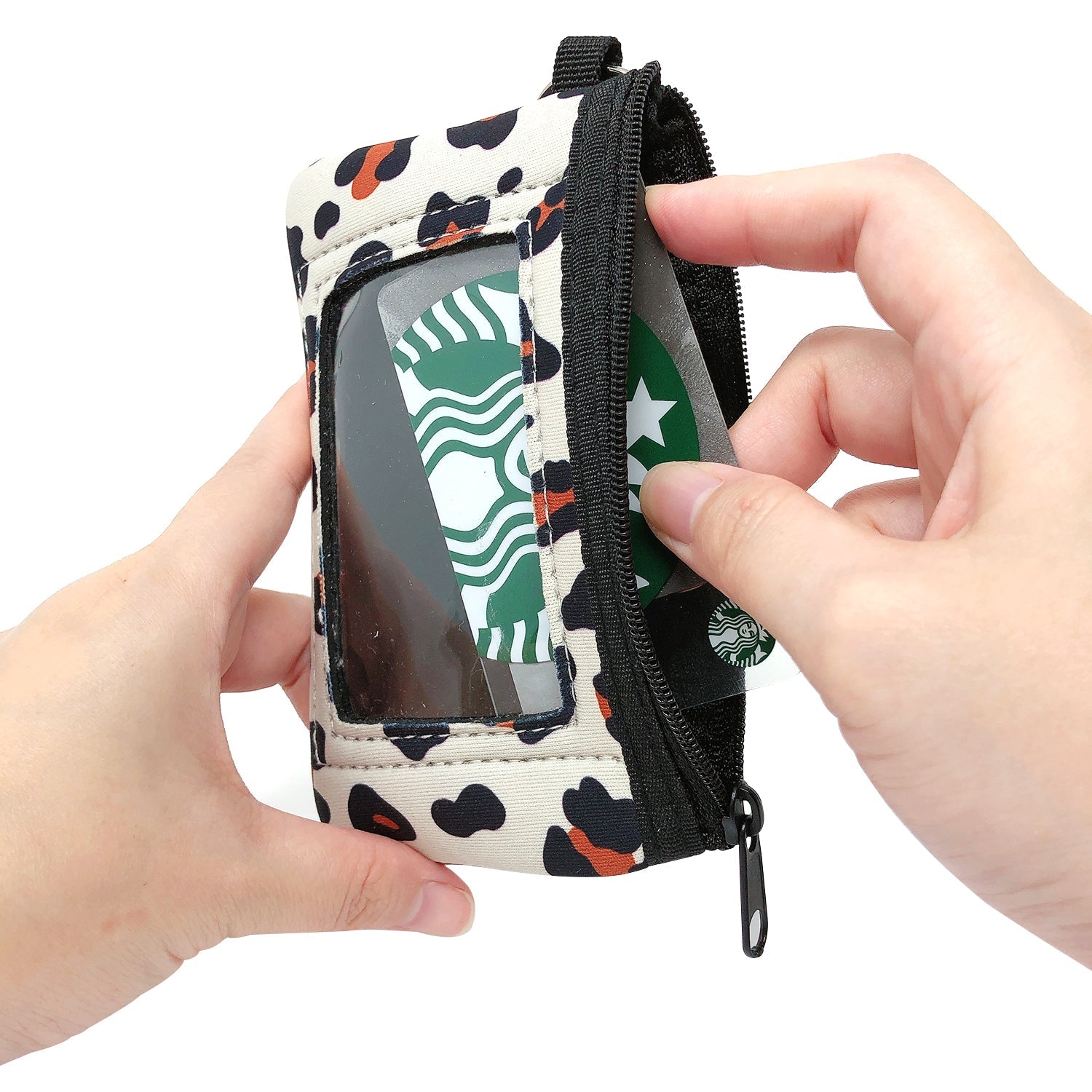 Wrapables Neoprene Mini Wristlet Wallet / Credit Card ID Holder with Lanyard, Leopard