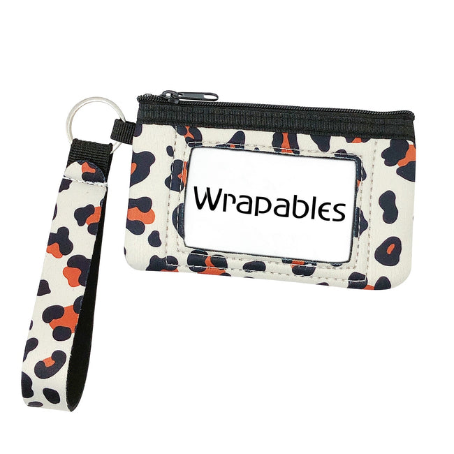 Wrapables Neoprene Mini Wristlet Wallet / Credit Card ID Holder with Lanyard, Leopard