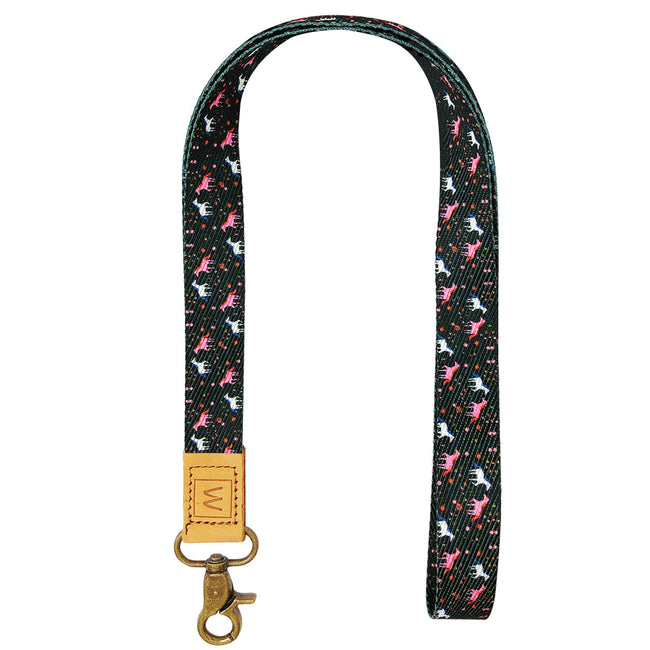 Wrapables Lanyard Keychain and ID Badge Holder, Unicorns Black