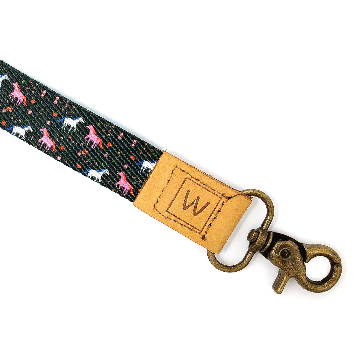 Wrapables Lanyard Keychain and ID Badge Holder, Unicorns Black