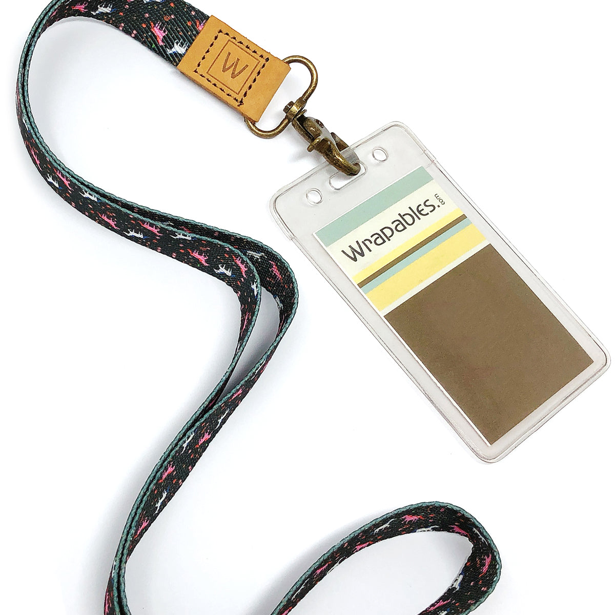 Wrapables Lanyard Keychain and ID Badge Holder, Unicorns Black