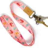 Wrapables Lanyard Keychain and ID Badge Holder, Pink Kitty