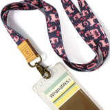 Wrapables Lanyard Keychain and ID Badge Holder, Gray Pug